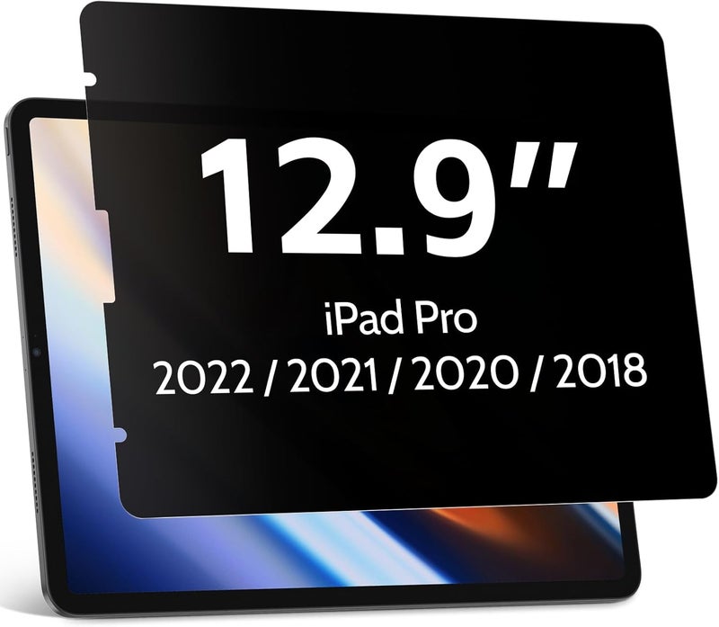Protescreen Privacy Screen Protector Compatible with iPad Pro 12.9 Inch 2018 2020 2021 2022, Anti Glare Blue Light Spy Filter Private, High Sensitive Bubble-Free Easy Install Black Security Screen Shield - Image 1